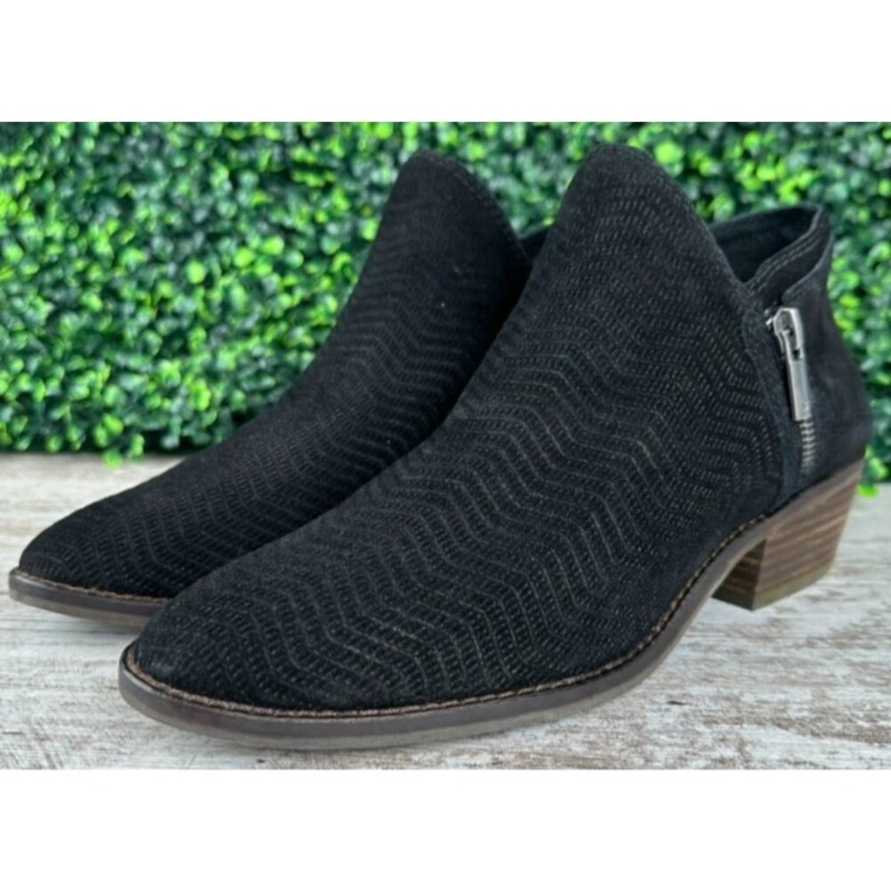 LUCKY BRAND Fhuna Ankle Bootie Women’s 8M Black Suede Low Cut Boots‎ Casual Chic